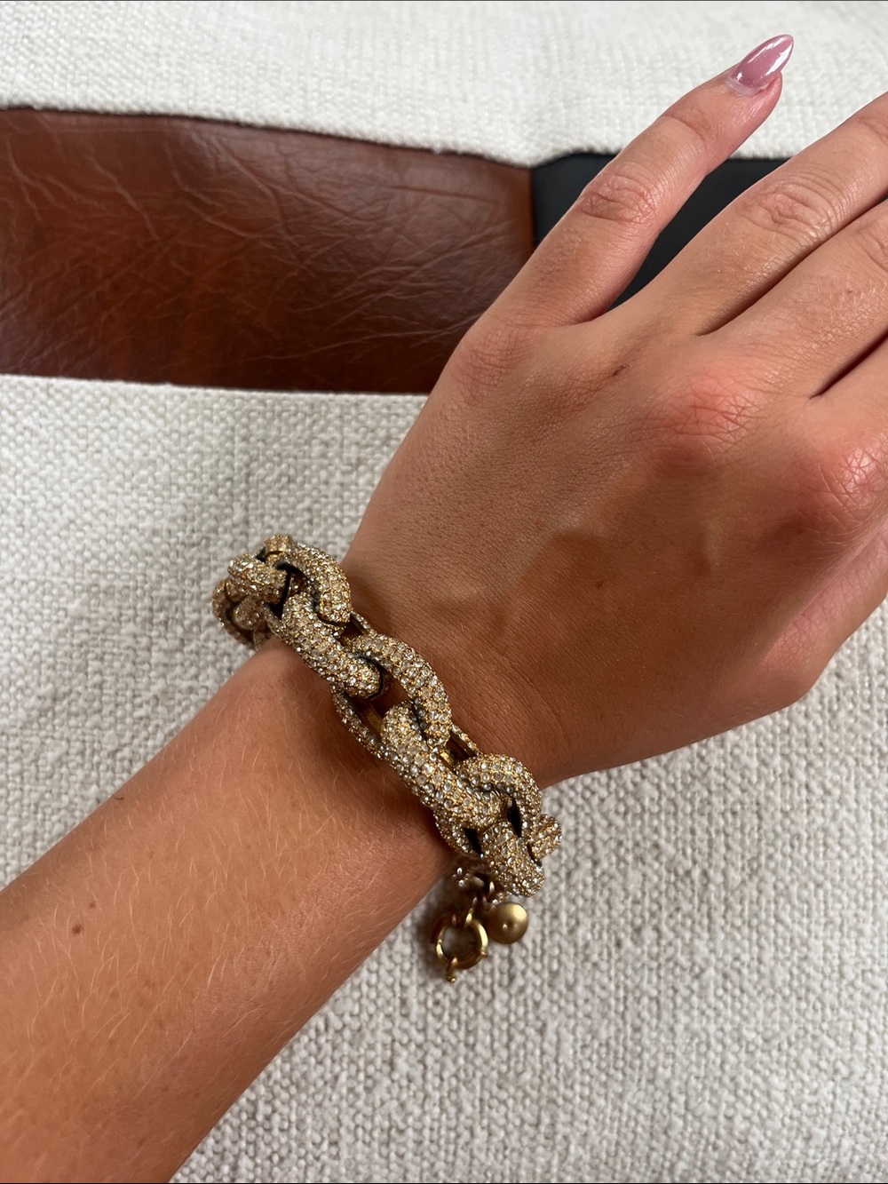 J. Crew Gold Crystal Pave Link Bracelet
